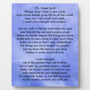 Plaque Photo Prière amérindienne