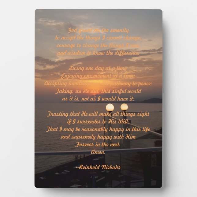 Plaque Photo Prière de sérénité (Devant)