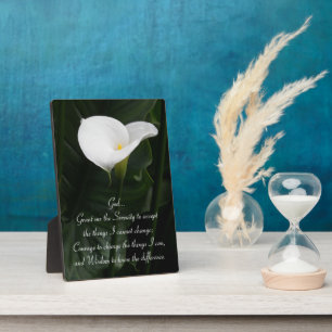 Plaque Photo Prière de sérénité Calla Lily Floral