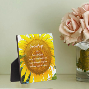 Plaque Photo Prière de sérénité Fleur de tournesol jaune Floral