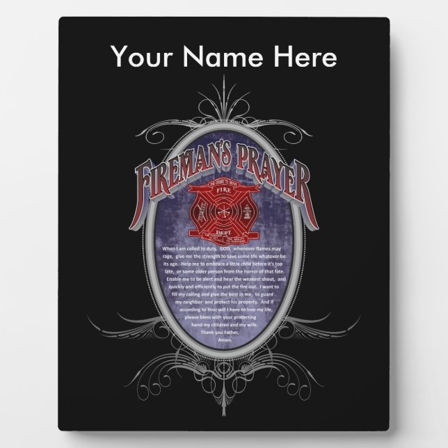 Plaque Photo Prière des pompiers_ (Devant)