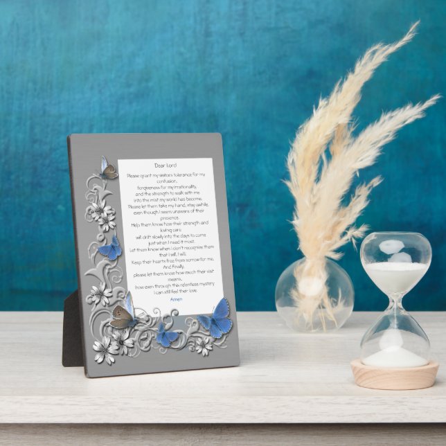 Plaque Photo Prière pour ceux qui vivent avec Alzheimer (Côté)