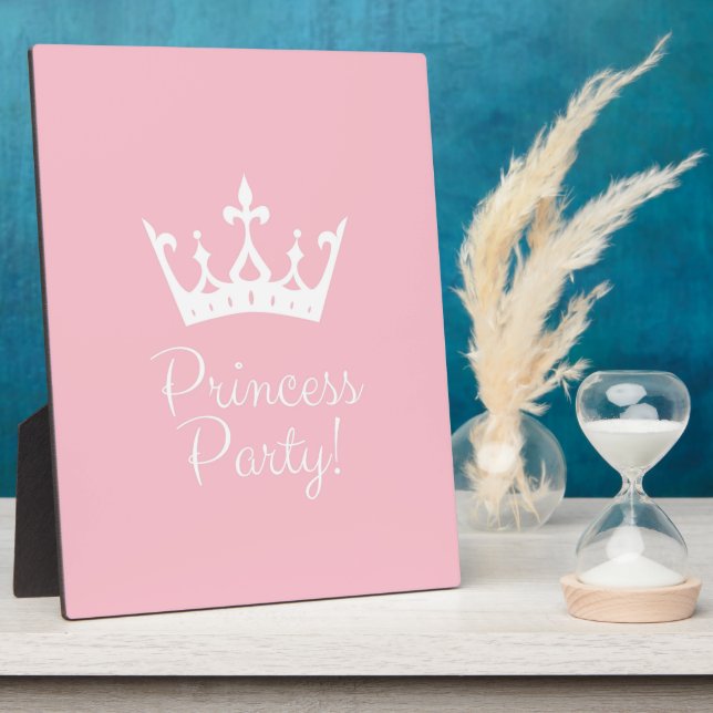 Plaque Photo Princess Party Girly rose et blanc (Côté)