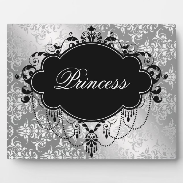 Plaque Photo Princesse damassée noir argent (Devant)