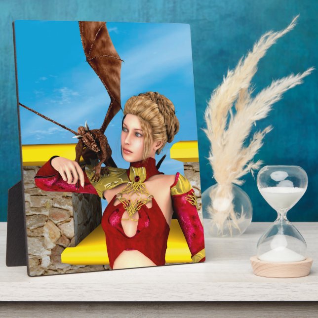 Plaque Photo Princesse Dragon Fantastique Art Numérique (Côté)