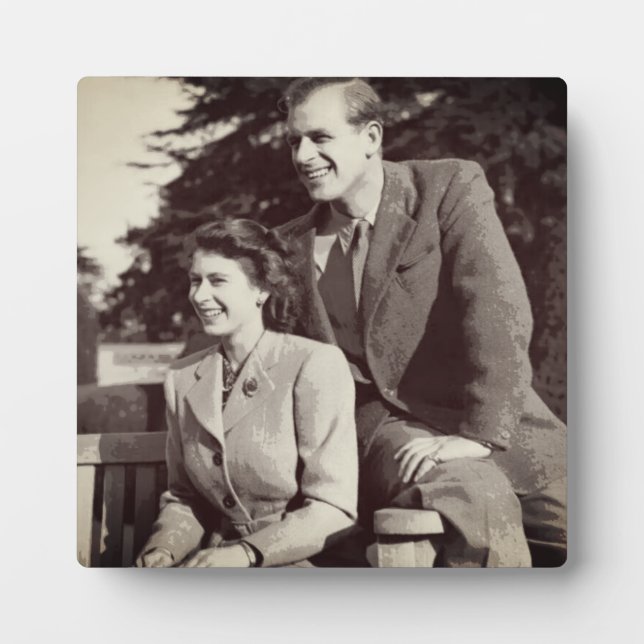 Plaque Photo Princesse Elizabeth II Prince Philip (Devant)