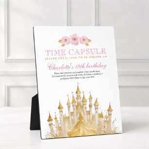 Plaque Photo Princesse rose et or Premier anniversaire heure Ca