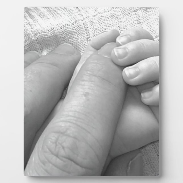 Plaque Photo Prise de mains de doigts de main de bébé (Devant)