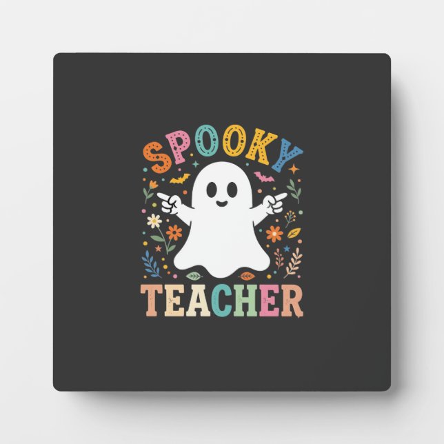 Plaque Photo Prof Enseignant Fantôme Mignon Halloween Design_1 (Devant)