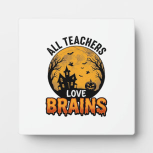 Plaque Photo Professeur Halloween Amour Cerveaux Design Vintage