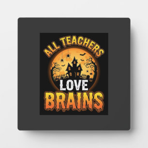 Plaque Photo Professeur Halloween Cerveaux de Zombie Horreur Lu