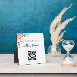 Plaque Photo Programme de mariage QR code brouiller eucalyptus