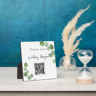 Plaque Photo Programme de mariage QR code eucalyptus verdure