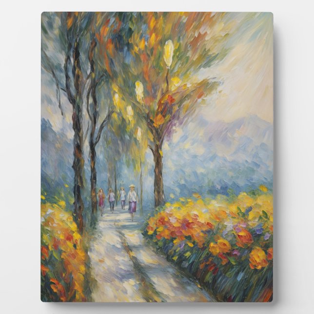 Plaque Photo Promenade d'automne Scène impressionniste (Devant)
