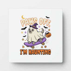 Plaque Photo Promenade en Skate de Chien d'Halloween Effrayant