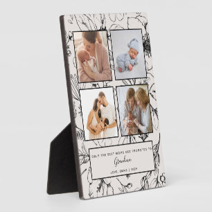 Plaque Photo Promoted to Grandma Blush Botanical Photo Collage