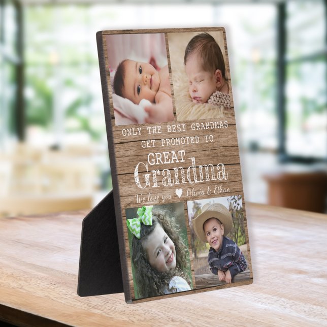 Plaque Photo Promu À Grande Grand-Mère 4 Photo Collage Bois (Créateur téléchargé)
