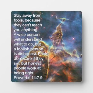 Plaque Photo Proverbes 14:7-9
