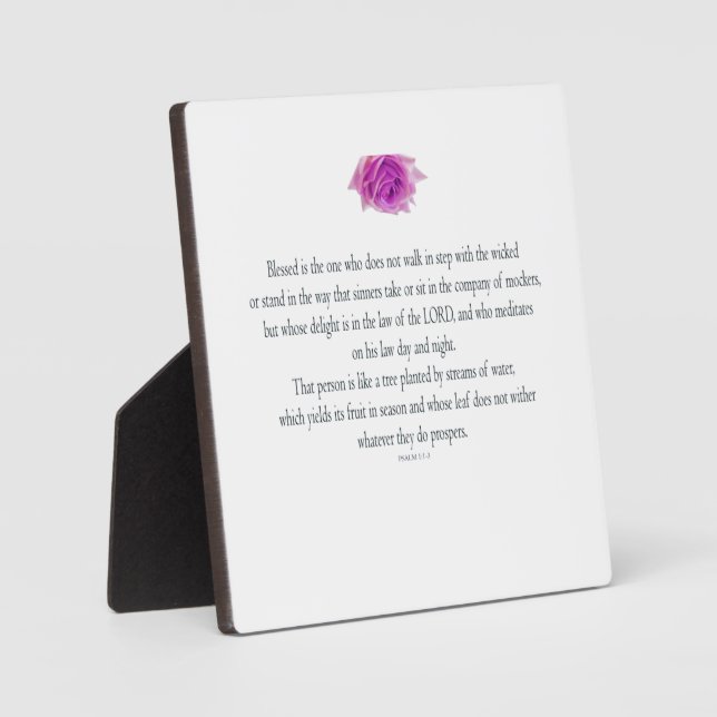 Plaque Photo PSALM 1:1-3 avec Fleur violette (Recto)