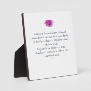 Plaque Photo PSALM 1:1-3 with Purple Flower