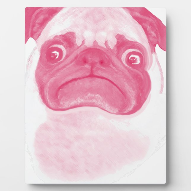 Plaque Photo Puggy PINK Grumpy personnalisée (Devant)