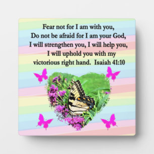 PLAQUE PHOTO PURPLE BUTTERFLY ISAIAH 41:10 BIBLE VERSE