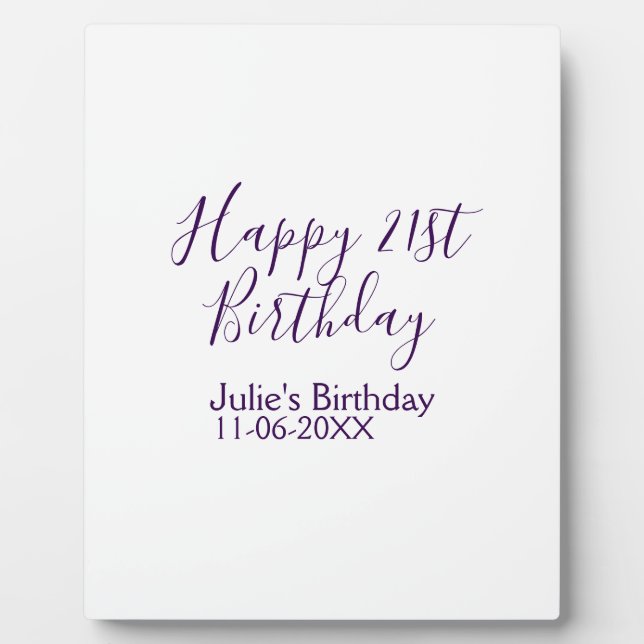 Plaque Photo Purple heureux 21e anniversaire nom date Porte - c (Devant)
