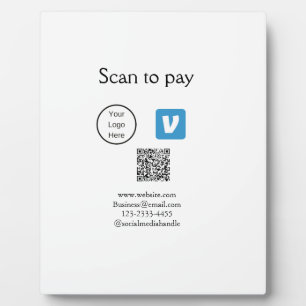 Plaque Photo Q R code venmo scanner pour payer ajouter le logo 