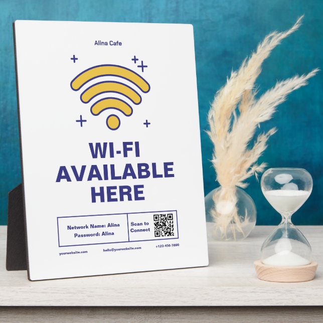 Plaque Photo Qr Code Nom commercial Minimal wifi Détails (Côté)