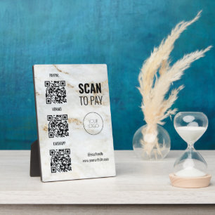 Plaque Photo QR Code Payment Business Logo Marble Professional