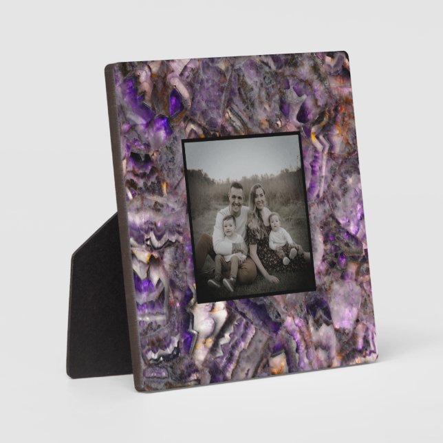 Plaque Photo Quartz d'Améthyste violet Abstrait, granit violet (Recto)