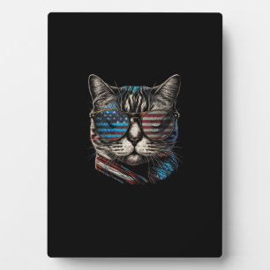 Plaque Photo Quatrième 4 juillet Chat Drapeau Américain Amériqu