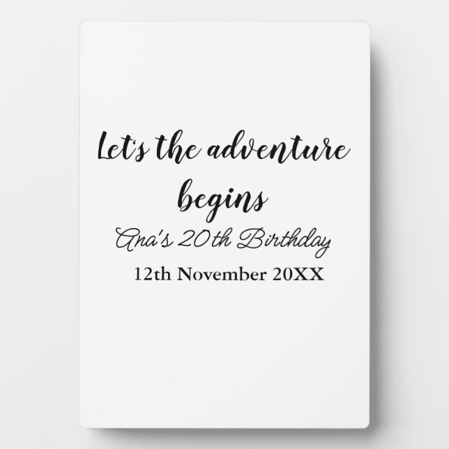 Plaque Photo que l'aventure commence 20e anniversaire ajouter n (Devant)
