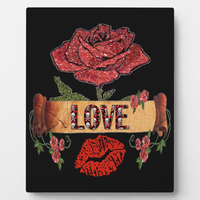 Plaque Photo RAB Rockabilly Valentine Roses, Love & Lipstick (Devant)