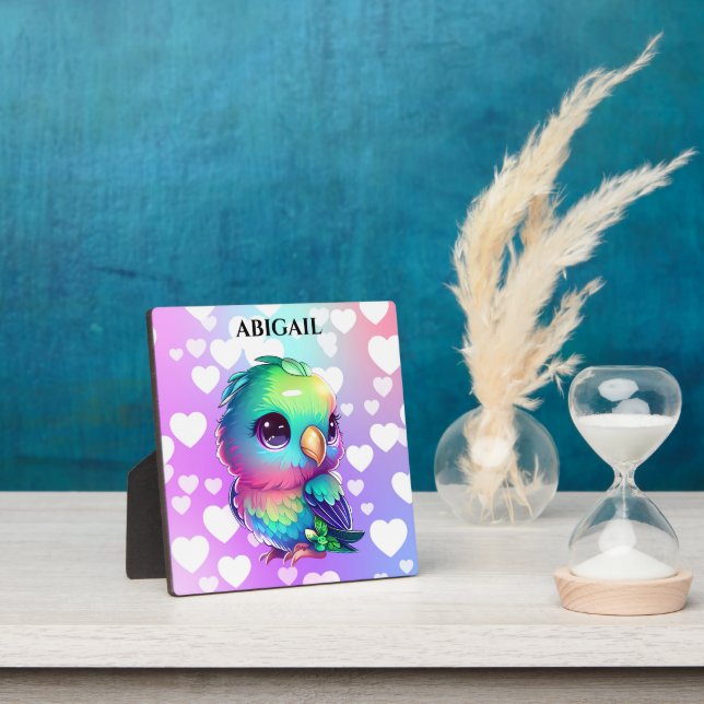 Plaque Photo Rainbow Bird & Hearts Pop Art (Insitu)