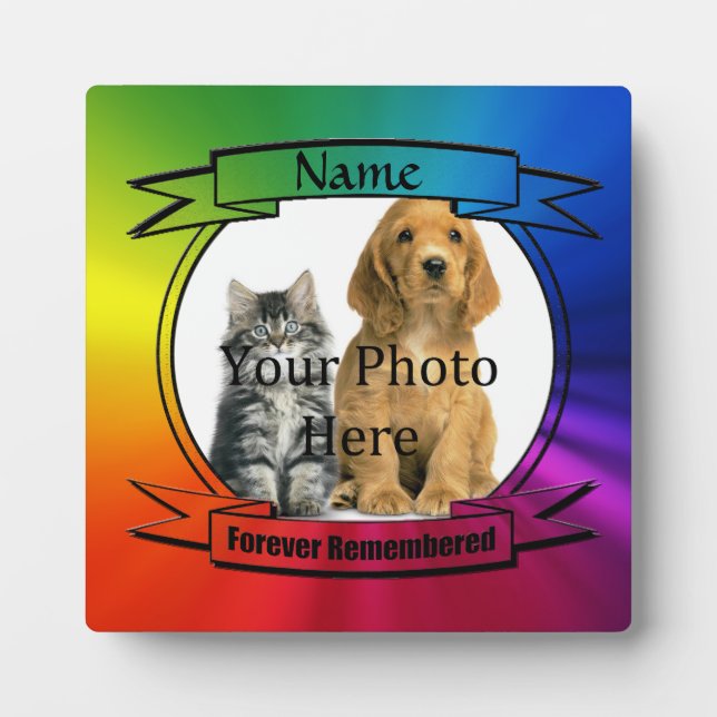 Plaque Photo Rainbow Custom Memorial - À jamais souvenu (Devant)