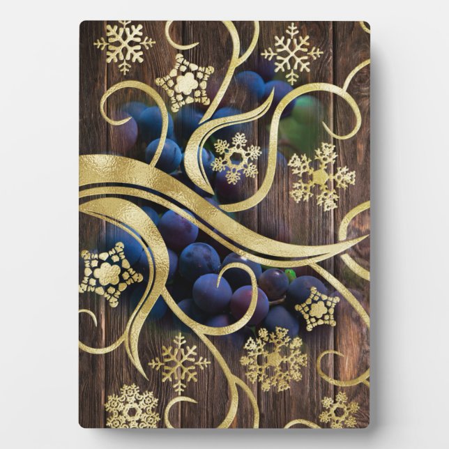 Plaque Photo Raisins Élégants Avec Motif Or (Devant)