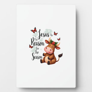 Plaque Photo Raison de Jésus pour la saison de la vache de Noël