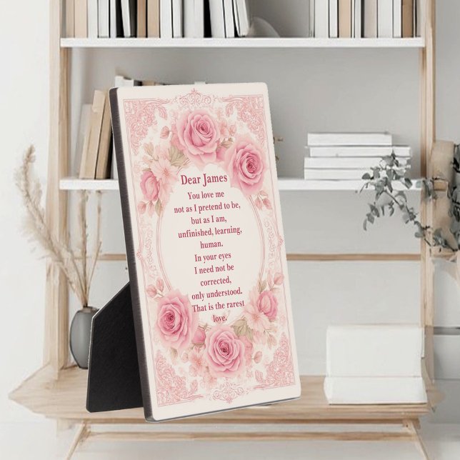 Plaque Photo Rare Love Poem Soulmate Vintage Pastel Rustic Rose (Rare Love Poem Soulmate Vintage Pastel Rustic Rose Plaque)