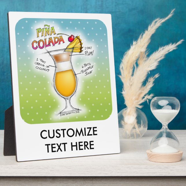 PLAQUE PHOTO RECETTE DE PINA COLADA COCKTAIL ART (Côté)
