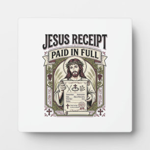 Plaque Photo Reçu de Jésus payé en totalité Reçu de Jésus payé
