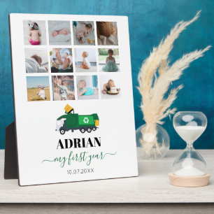 Plaque Photo Recyclage Camion à ordures Bébé Garçon 1ère année 