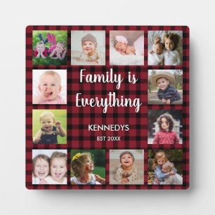 Plaque Photo Red Buffalo Plaid 12 Photo Collage Famille