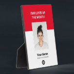 Plaque Photo Red Custom Employee of the Month Photo Awards<br><div class="desc">Red Custom Employé du mois Plaque d'appréciation avec photo,  logo de l'entreprise,  nom et titre de l'employé. N'importe quelle couleur,  n'importe quelle police,  aucun minimum.</div>
