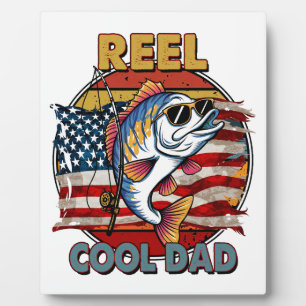 Plaque Photo Reel Cool Papa : Patriotique Pêche Amusant