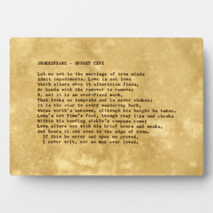 Plaque Photo Réelle Machine à écrire Shakespeare Sonnet 116 (CX