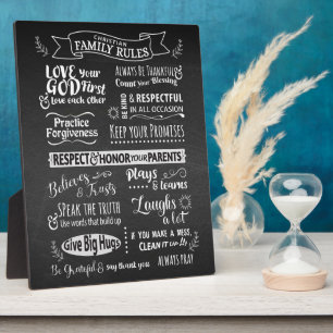 Plaque Photo Règles familiales - valeurs chrétiennes pour vivre