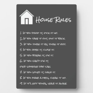 Plaque Photo Règles simples de gris foncé et de la Maison Blanc