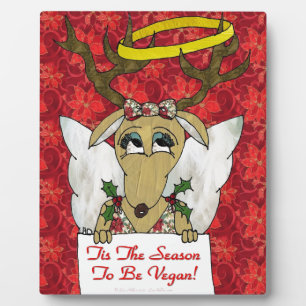 Plaque Photo Reindeer Angel Tis The Season to Be Vegan