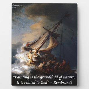 Plaque Photo Rembrandt Mer de Galilée & Citation de la Nature